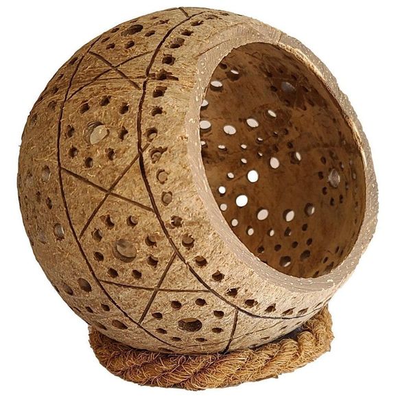 Coconut Shell Candle Holder & Rope Stand, natural handmade, eco friendly - Picture 5 of 9